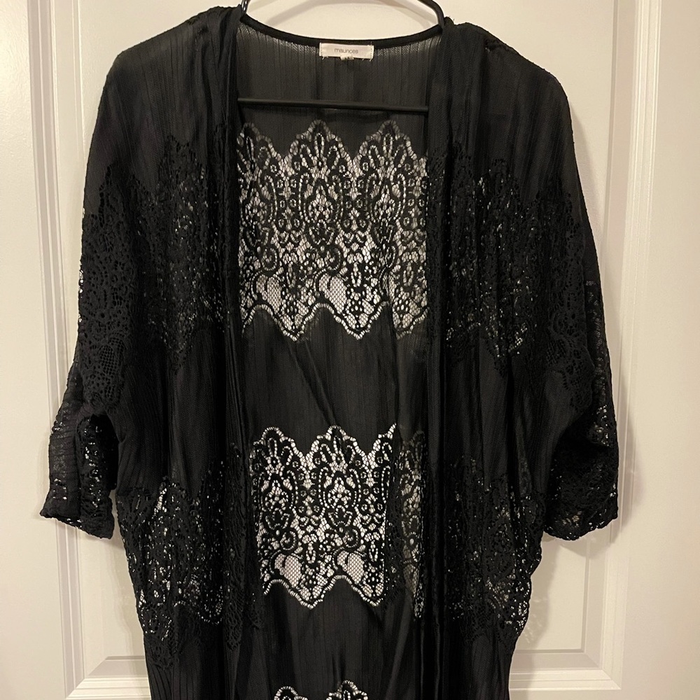 Maurices black lace cardigan